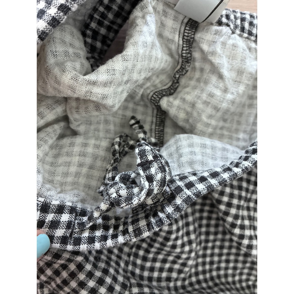 A New Day Womens Gingham Shorts Black White Elastic Waist Drawstring Size L - Picture 3 of 4